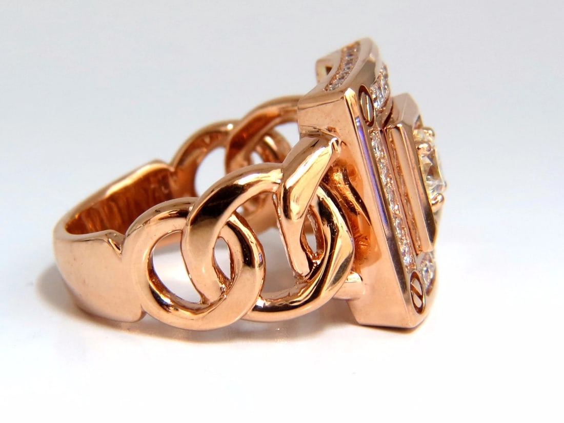 1.35ct natural diamond "Cuban band" mens ring 18kt + - 3