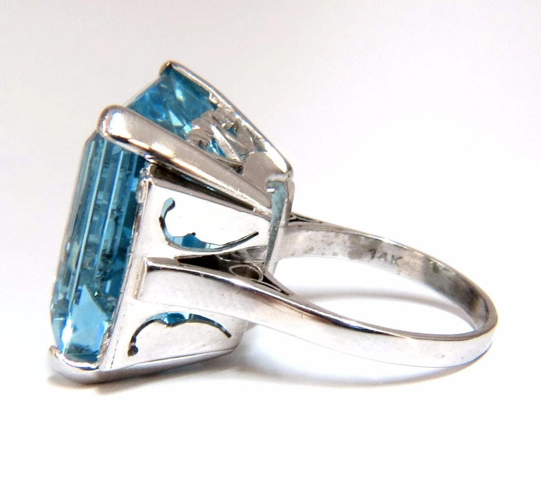 GIA Certified 33.44ct Natural "Blue" Aquamarine diamonds ring Vivid+ - 7