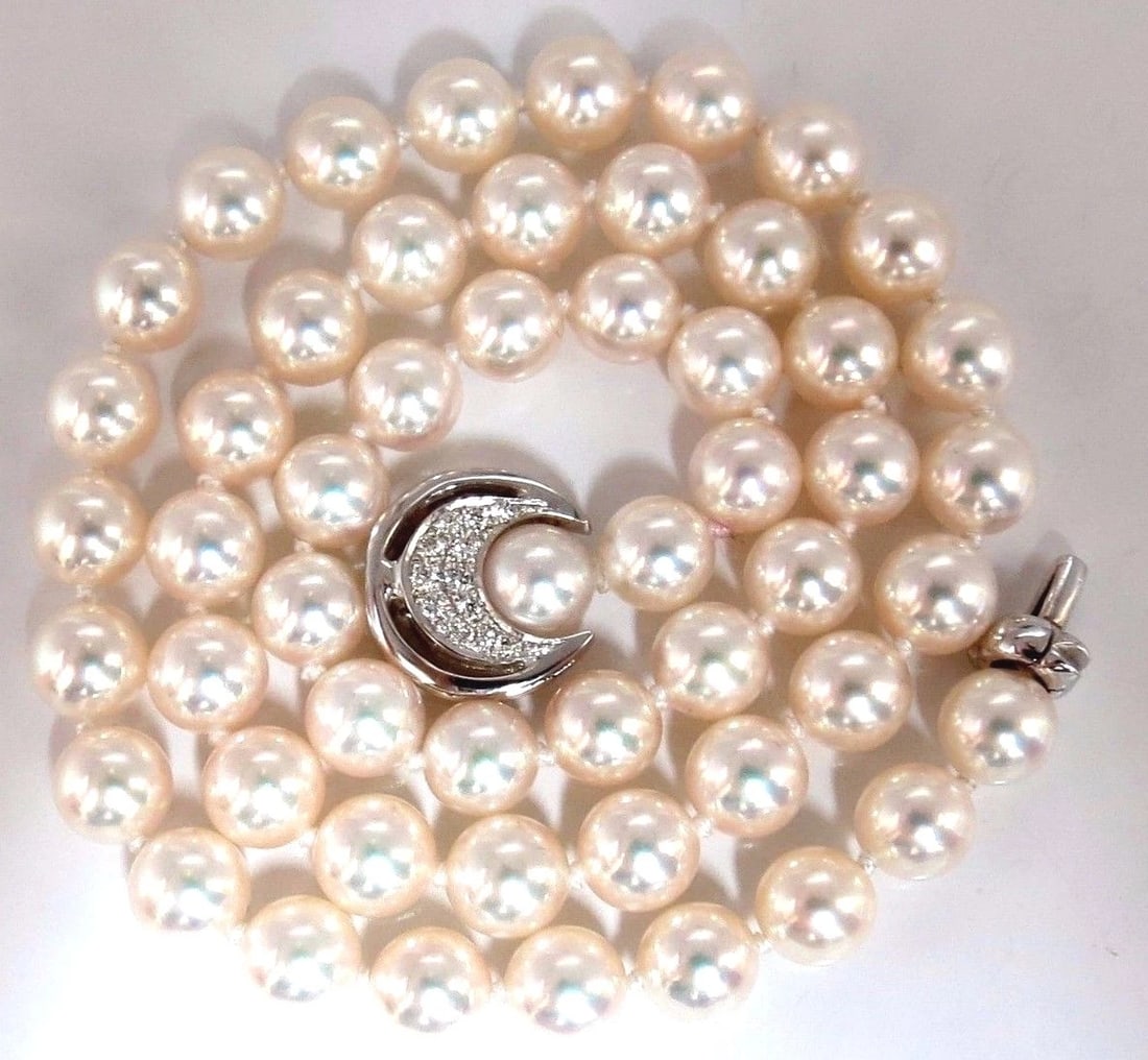 GIA Certified 53 Natural Akoya Pearls Necklace Saltwater Pintada Fucata 18kt ** (1 of 8)