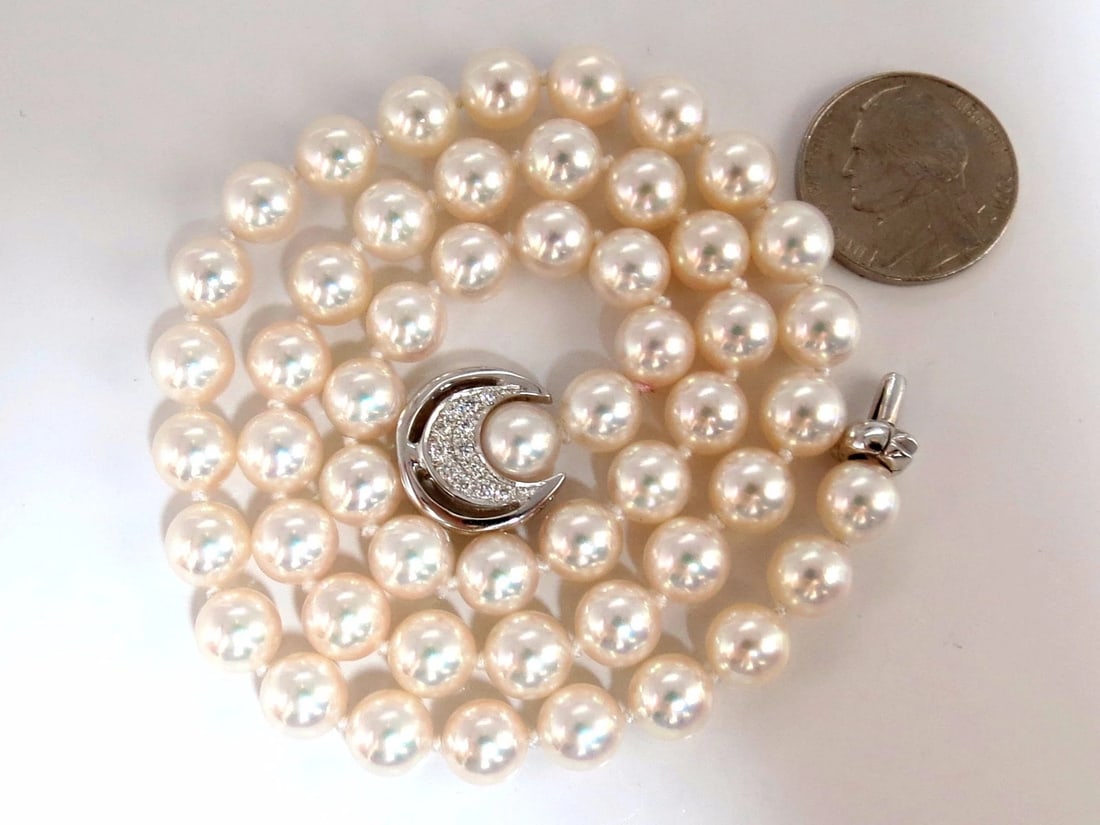 GIA Certified 53 Natural Akoya Pearls Necklace Saltwater Pintada Fucata 18kt ** - 3