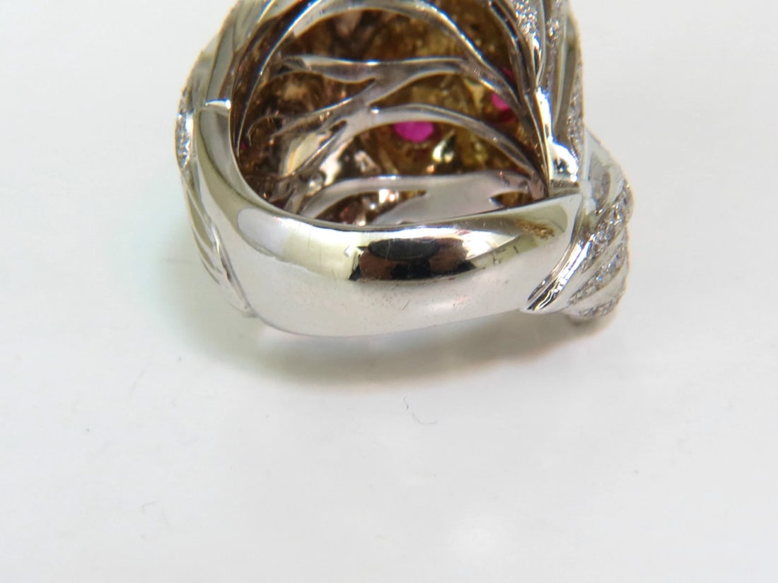 18KT ITALY UNISEX HUGE 3.40CT DIAMONDS RUBY LIONESS RING 18KT+ - 11
