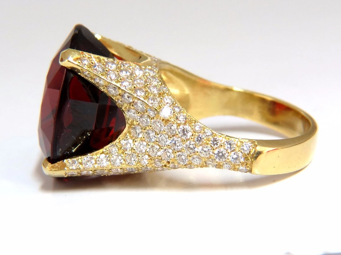 26.31ct GIA NATURAL RED SPESSARTITE GARNET DIAMONDS RAISED CROWN RING 18KT+ - 4