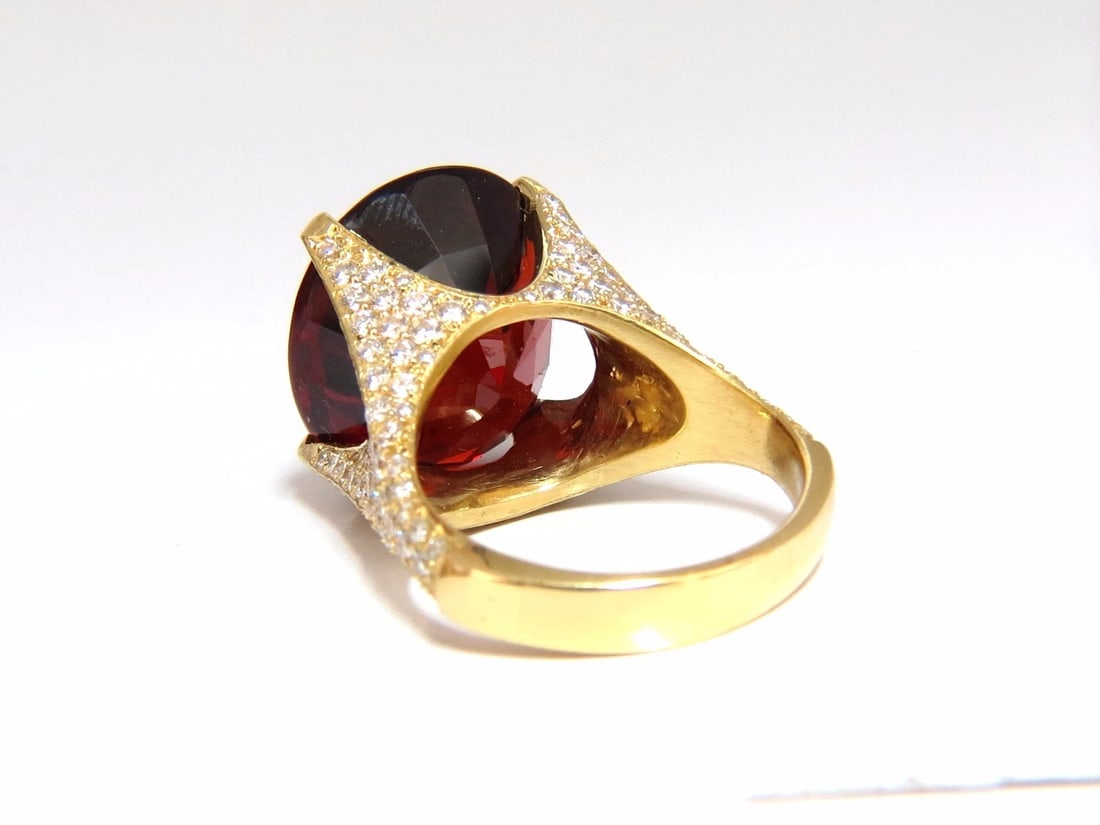 26.31ct GIA NATURAL RED SPESSARTITE GARNET DIAMONDS RAISED CROWN RING 18KT+ - 5