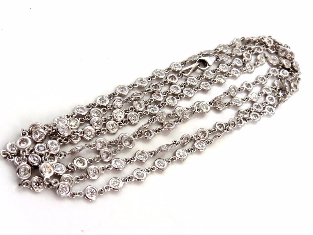 5.55ct diamonds eternity station by yard double wrap necklace 14kt +**: Title: 5.55ct diamonds eternity station by yard double wrap necklace 14kt +** Description: MAGNIFICENT JEWELS 5.55ct. Diamonds Station By Yard Necklace. Double Wrap Version. Natural Rounds, Full cuts.