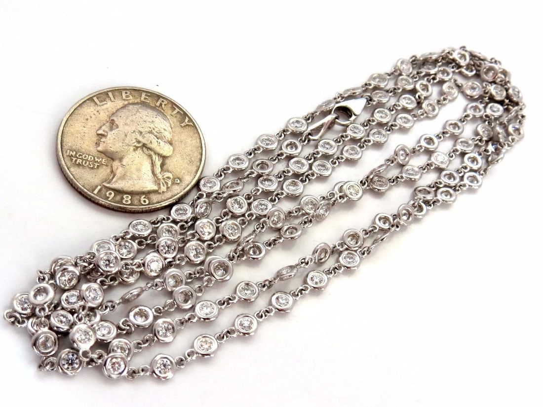 5.55ct diamonds eternity station by yard double wrap necklace 14kt +** - 6