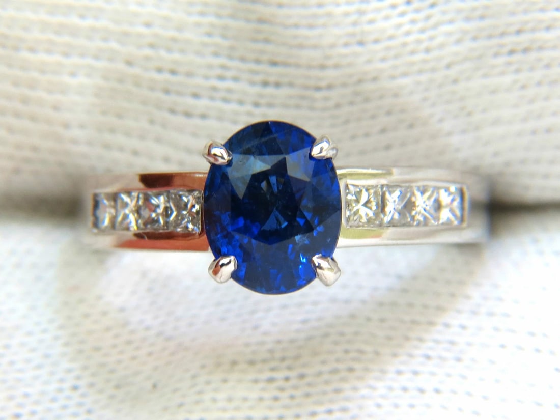 GIA NO HEAT 2.97CT NATURAL GEM BLUE SAPPHIRE DIAMOND RING UNHEATED 14KT - 3
