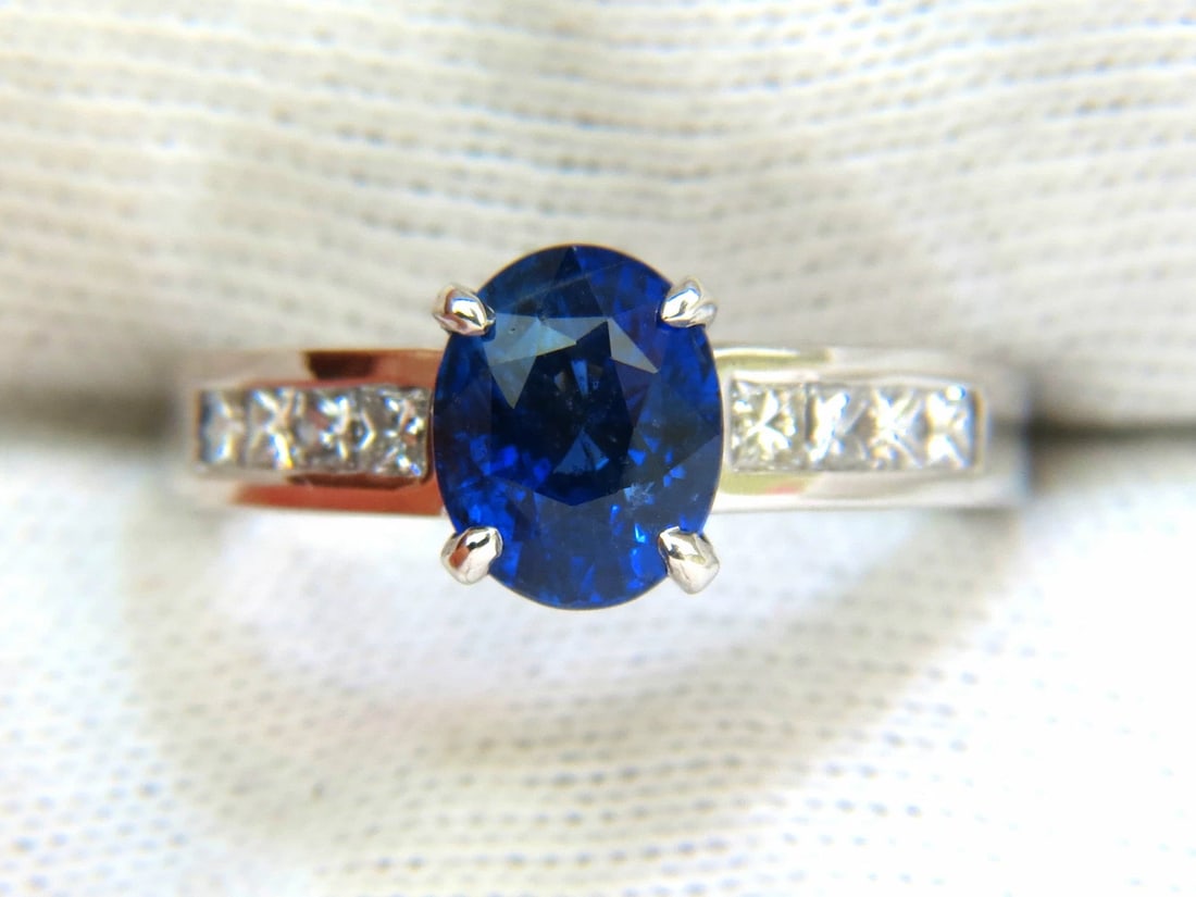 GIA NO HEAT 2.97CT NATURAL GEM BLUE SAPPHIRE DIAMOND RING UNHEATED 14KT - 4