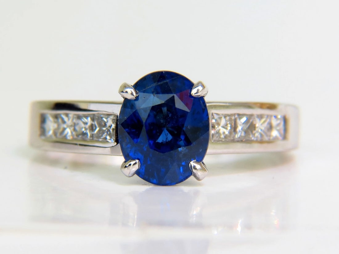 GIA NO HEAT 2.97CT NATURAL GEM BLUE SAPPHIRE DIAMOND RING UNHEATED 14KT - 5