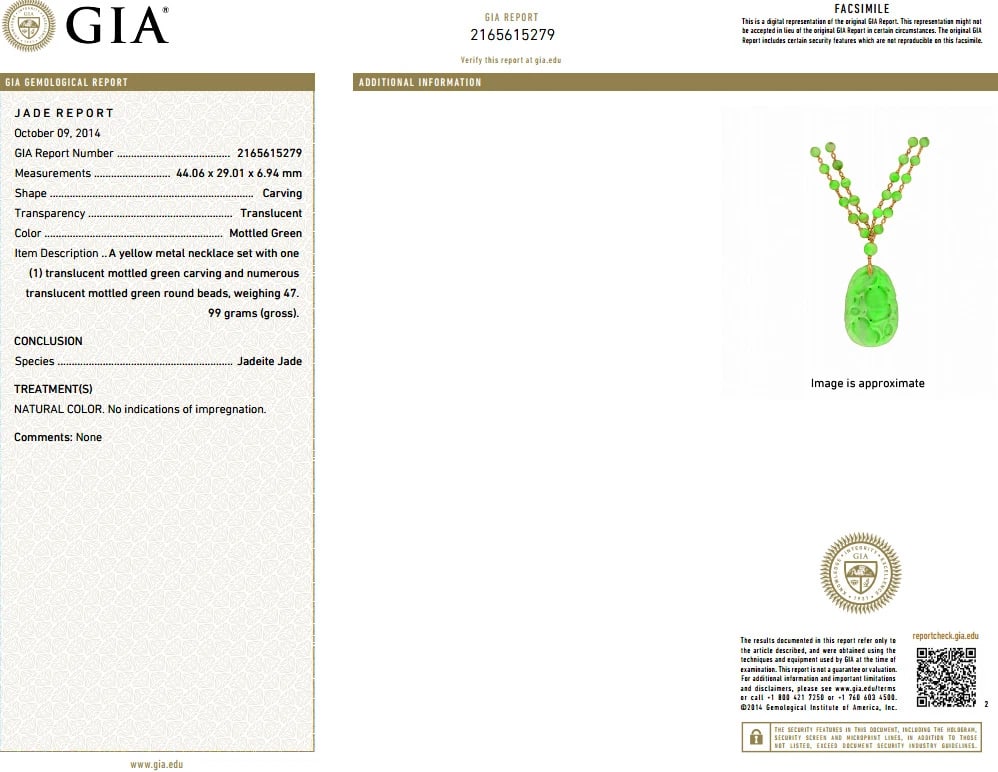 GIA NATURAL 210CT JADE BEAD NECKLACE & NO ENHANCEMENTS** - 8