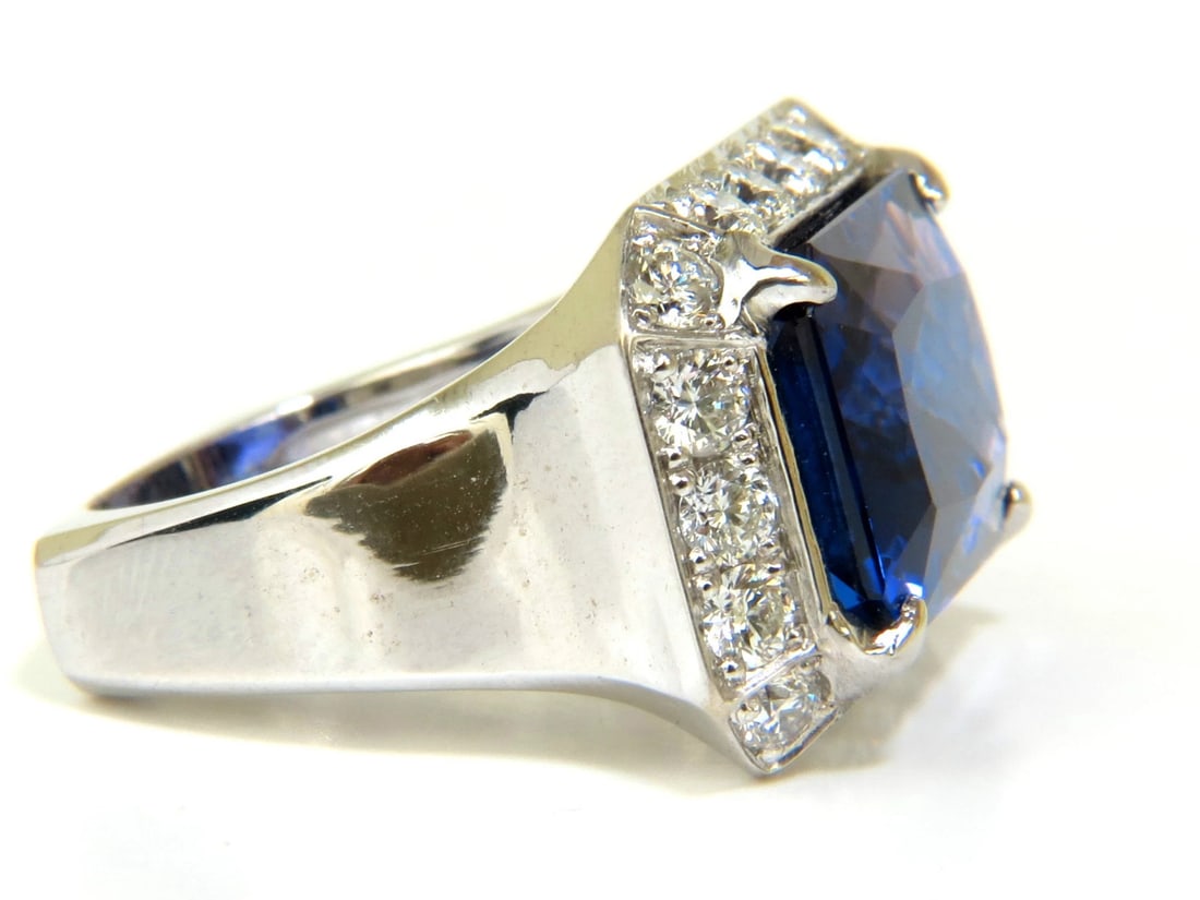 GIA 15.06CT 18KT NATURAL TANZANITE DIAMOND RING A+ D-BLOCK COLOR+ - 3