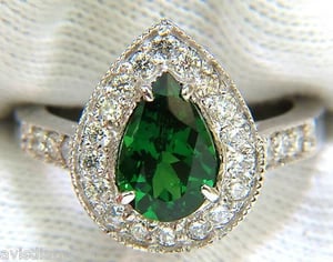 2.56CT NATURAL BRIGHT FINE GEM GREEN TSAVORITE DIAMOND RING 14KT+ (1 of 11)