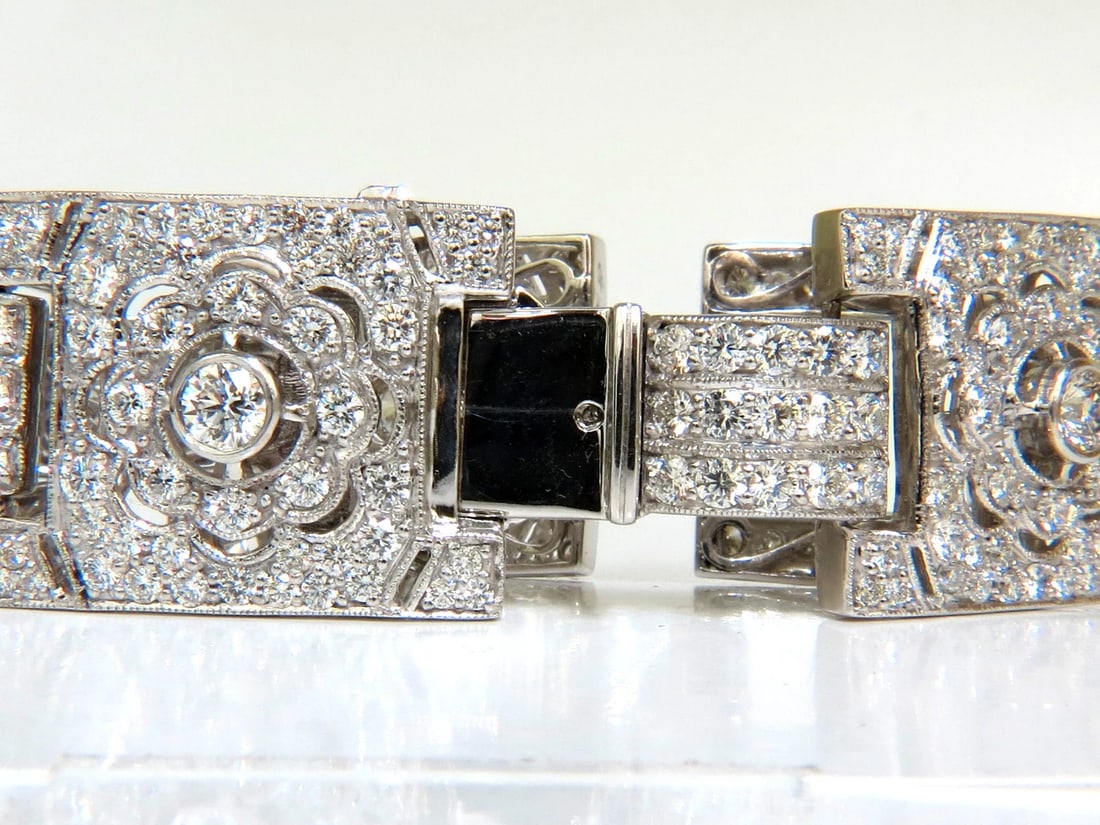 Magnificent 20ct Natural Round Diamonds Wide Cuff Link Bracelet 18kt** - 6