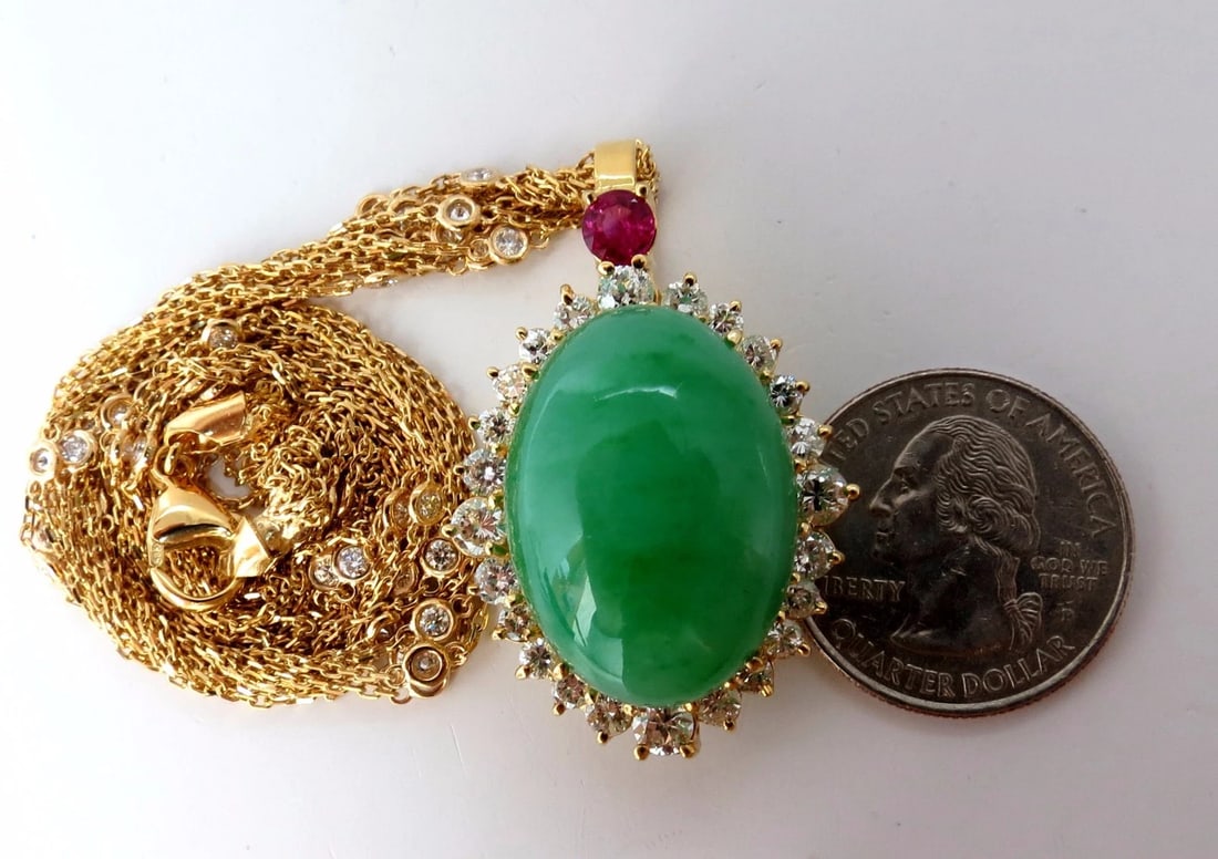 AGL Certified 48.62ct Natural Jade diamond necklace** - 3