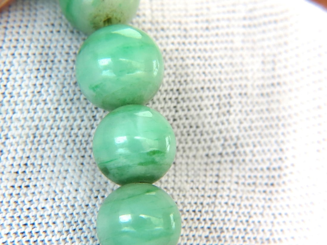 290ct GIA Certified 10.20mm NATURAL GREEN JADE BEAD NECKLACE** - 7