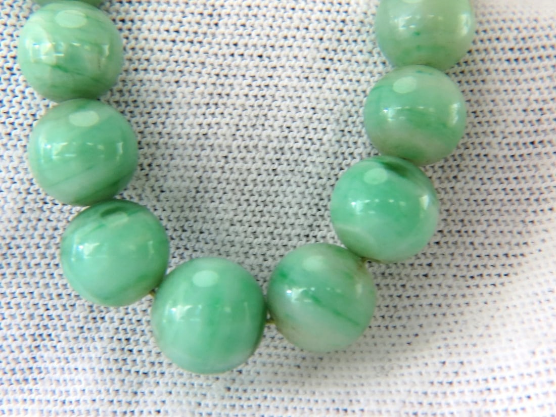 290ct GIA Certified 10.20mm NATURAL GREEN JADE BEAD NECKLACE** - 9