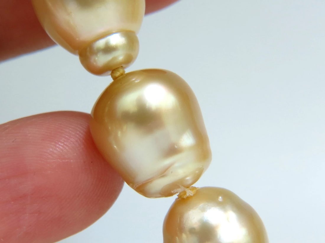 18KT 14.5M NATURAL SOUTH SEA YELLOW PEARLS NECKLACE 2.00CT DIAMOND CLASP** - 5