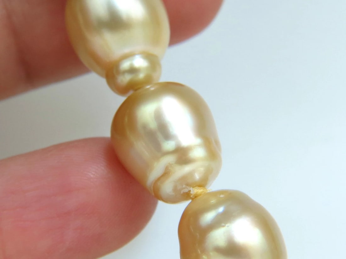 18KT 14.5M NATURAL SOUTH SEA YELLOW PEARLS NECKLACE 2.00CT DIAMOND CLASP** - 6