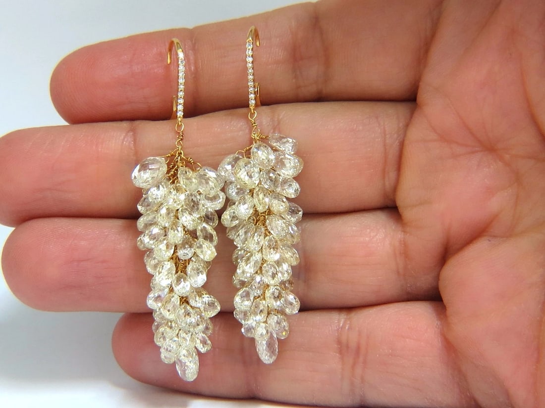 50.15ct Natural Fancy color briolette diamond dangle earrings 18kt grapevine** - 10
