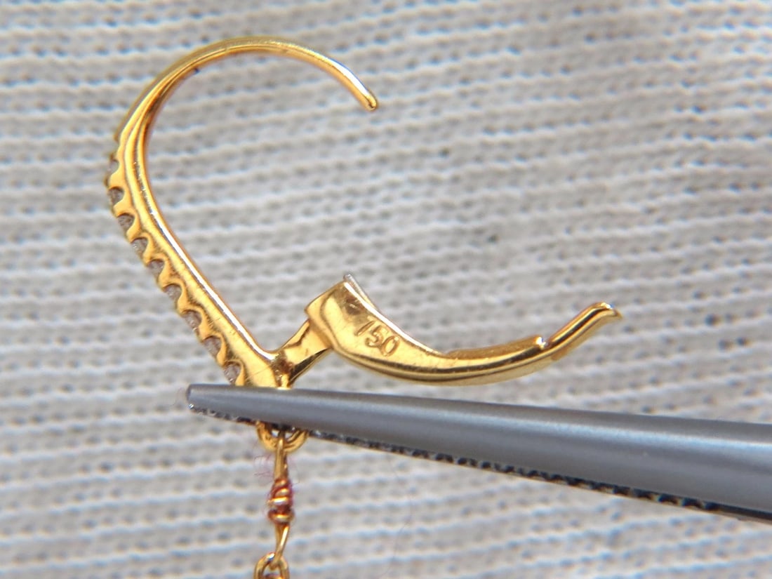 50.15ct Natural Fancy color briolette diamond dangle earrings 18kt grapevine** - 6