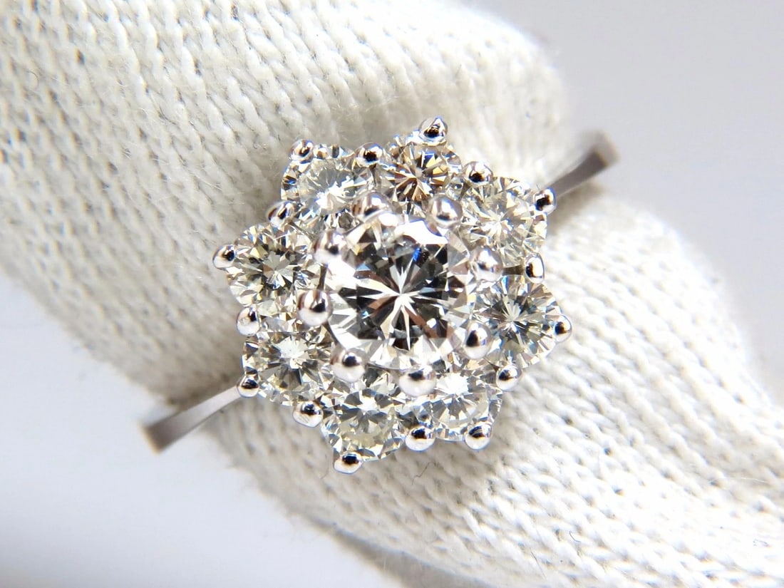 1.40ct natural diamonds raised cluster ring 14kt gold** - 9