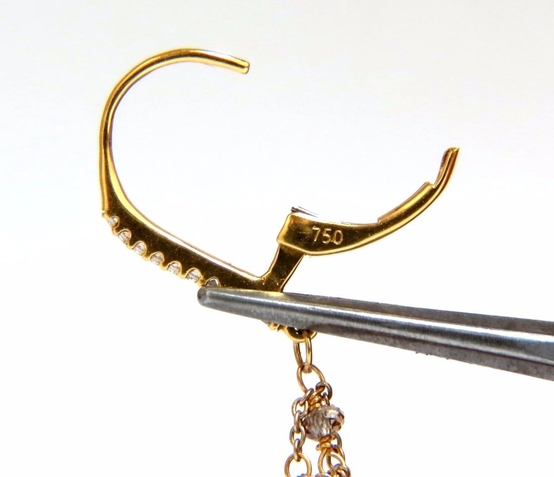 28.15ct Natural Fancy color briolette diamond dangle earrings 18kt Mesh** - 7