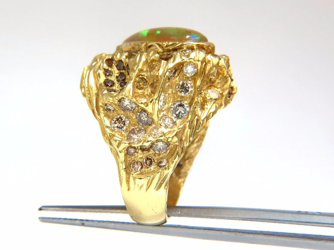 12.25ct natural opal diamonds ring 18kt Nugget Deco+ - 10