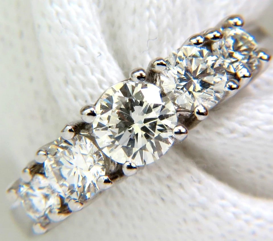 1.20CT NATURAL DIAMONDS BAND 5 STONE RING 14KT GOLD H/VS** (1 of 10)