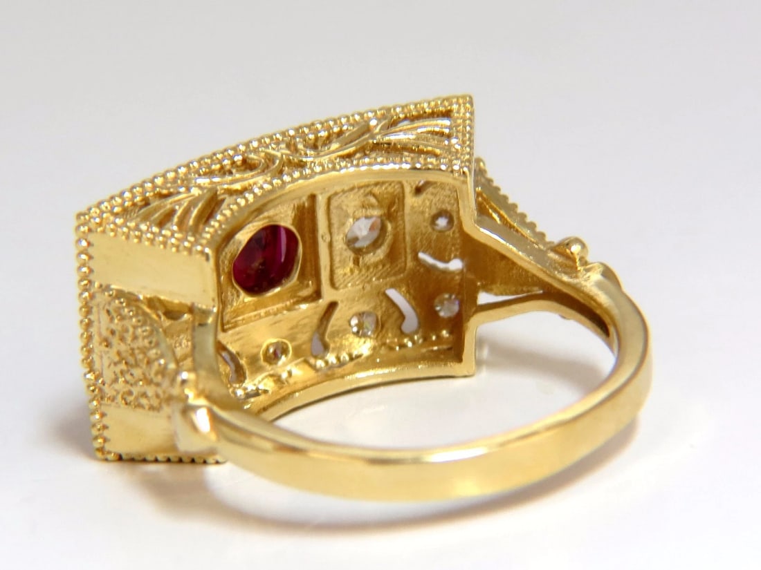 GIA 2.31CT NATURAL CUSHION VIVID RED RUBY DIAMONDS BYZANTINE RING 18KT+ - 5
