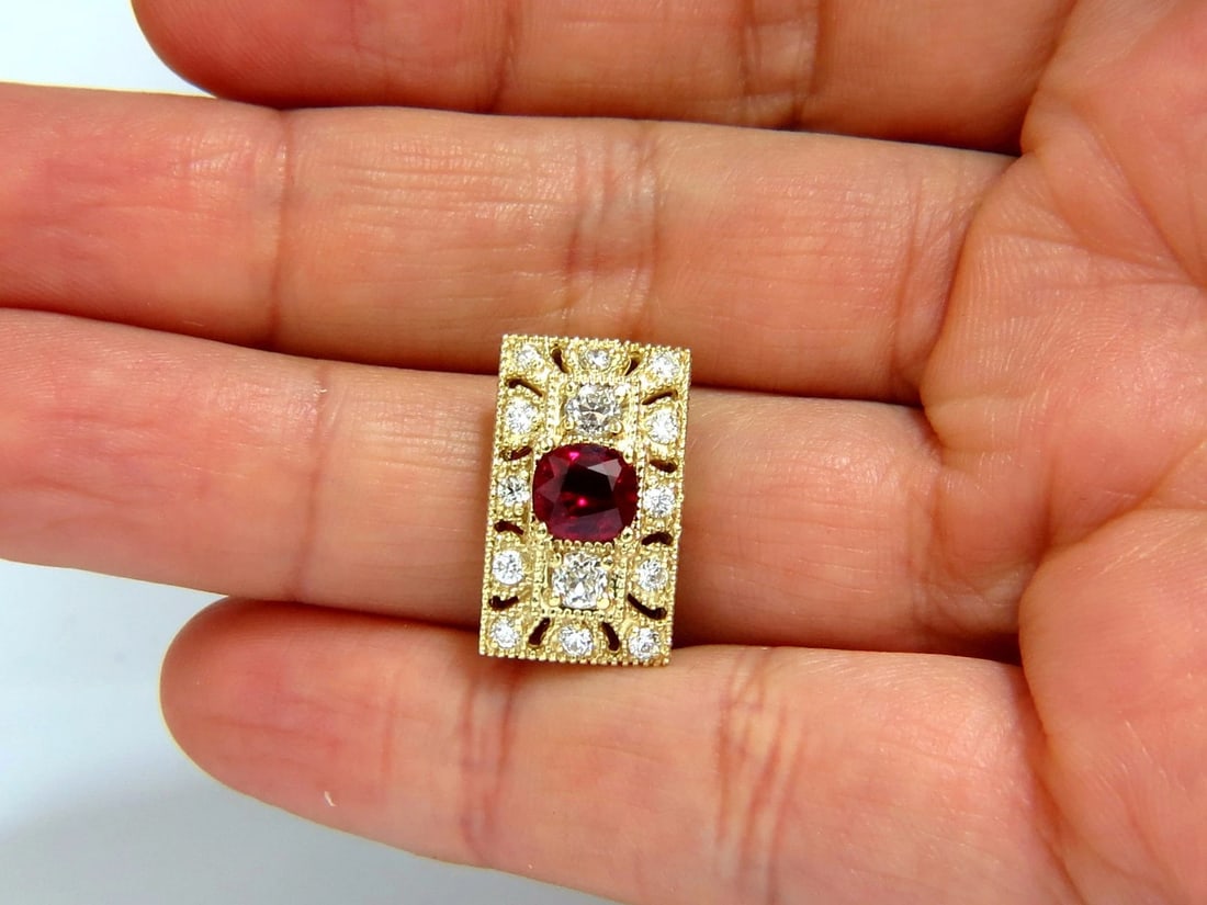 GIA 2.31CT NATURAL CUSHION VIVID RED RUBY DIAMONDS BYZANTINE RING 18KT+ - 9