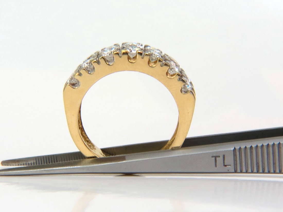 2.00CT TWO ROW ROUND NATURAL DIAMOND BAND RING H/VS 14KT GOLD** - 8