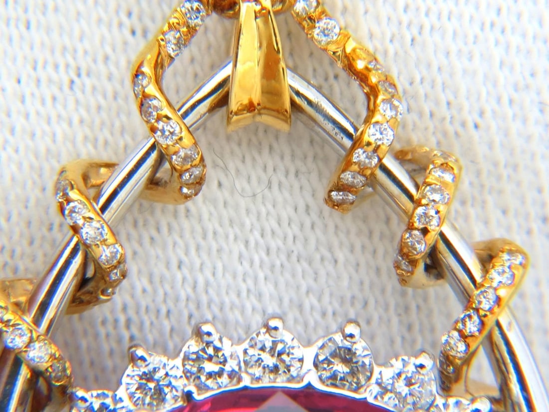 GIA 12.62CT NATURAL RUBELLITE PINK TOURMALINE DIAMONDS NECKLACE 18KT** - 5