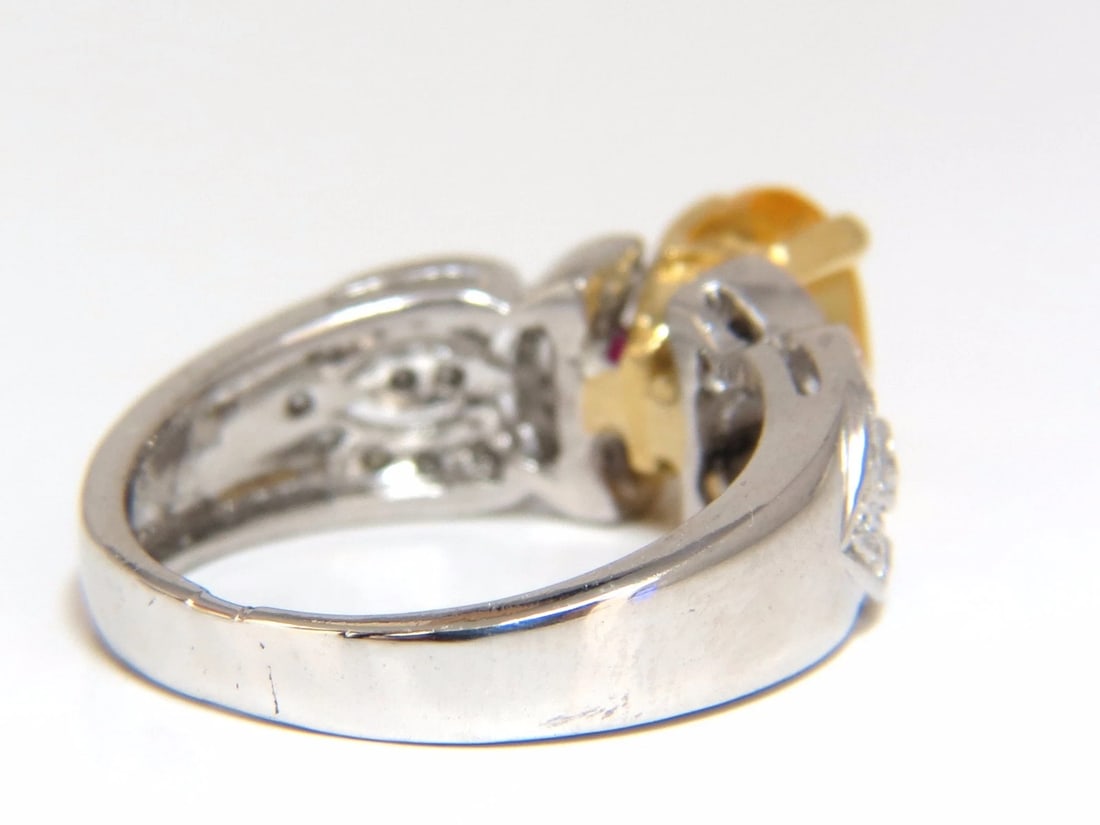 3.28ct natural yellow sapphire diamonds ring platinum + - 5