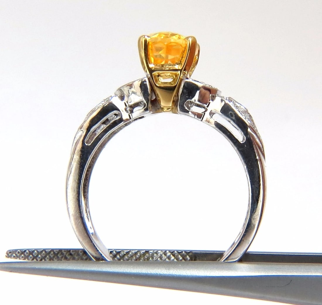 3.28ct natural yellow sapphire diamonds ring platinum + - 7