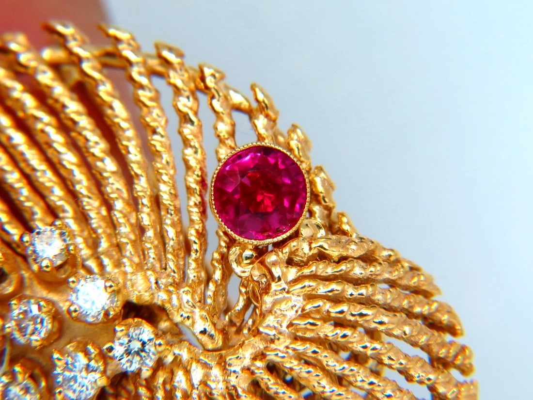 14KT VINTAGE 1.25CT DIAMOND 3D MOLLUSK SEA SHELL BROOCH PIN BARLEY TWIST** - 6