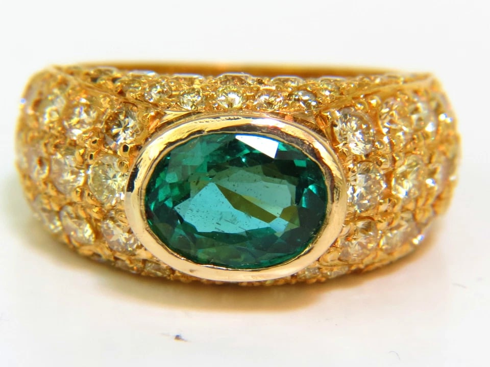 6.30CT ETERNITY NATURAL EMERALD FANCY YELLOW DIAMONDS RING + (1 of 11)