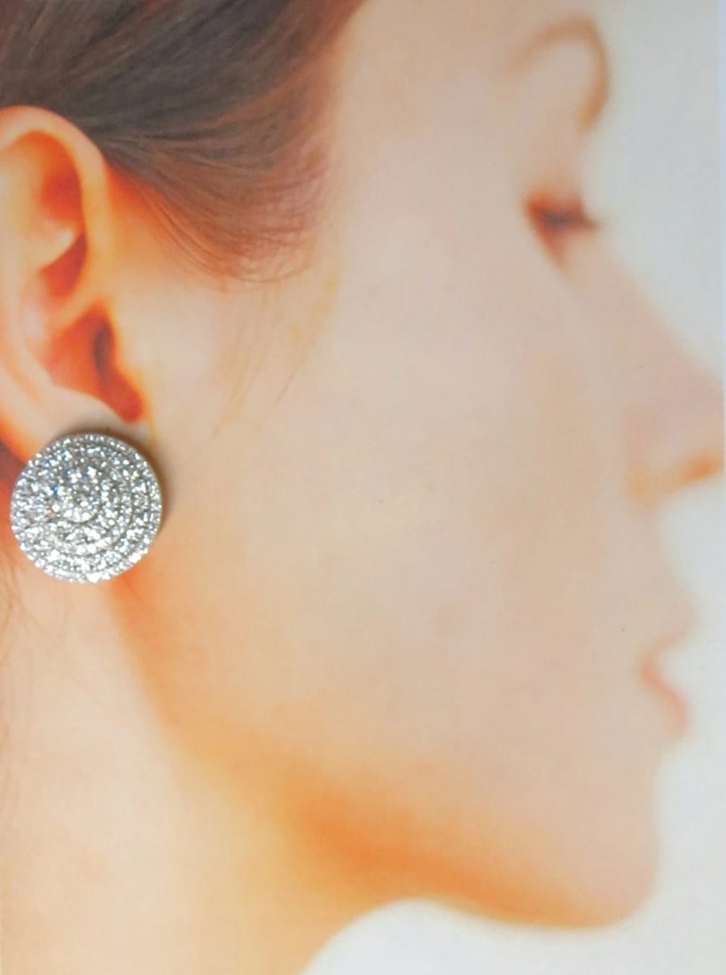 8.00ct Circular Domed Diamond Cocktail Cluster Clip Earrings 18kt 5 Row** - 5