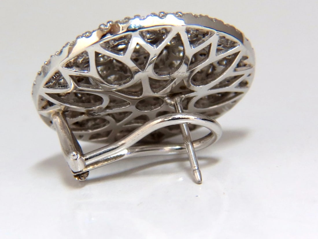 8.00ct Circular Domed Diamond Cocktail Cluster Clip Earrings 18kt 5 Row** - 7