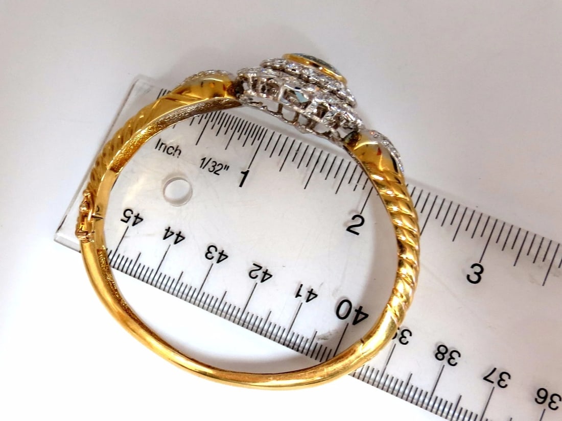 Aquamarine diamonds bangle bracelet 18kt 15.50ct Natural Italian Cluster** - 9