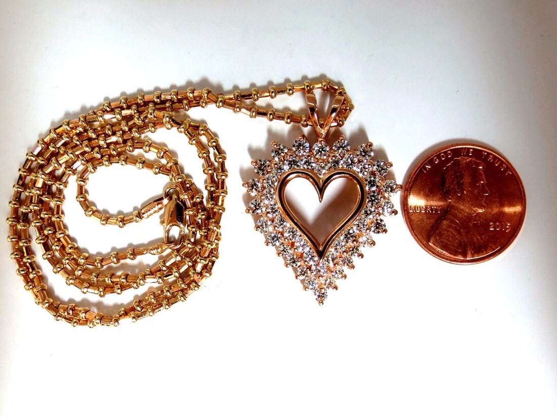 2.50ct diamonds open heart necklace 14kt g/vs 20inch+** - 7