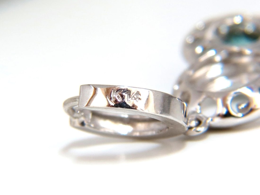 7.07CT NATURAL TANZANITES ZIRCON DIAMONDS CIRCLE DANGLE EARRINGS 14KT** - 7