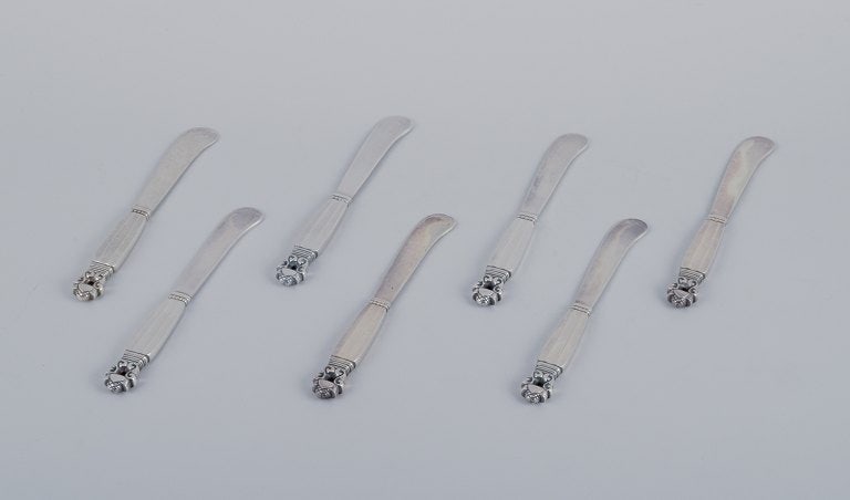 Georg Jensen Acorn, seven butter knives in sterling silver, all silver.: Title:Georg Jensen Acorn, seven butter knives in sterling silver, all silver.Description:Georg Jensen Acorn, seven butter knives in sterling silver, all silver. Hallmark: After 1945. In excellent