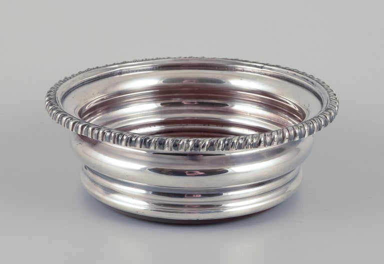 Danish bottle coaster in plated silver and wood. High-quality and heavy. (1 of 6)