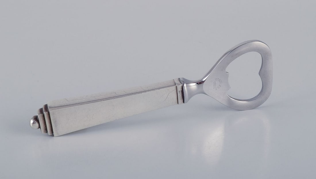 Georg Jensen Pyramid. Bottle opener in sterling silver and stainless steel. - 3