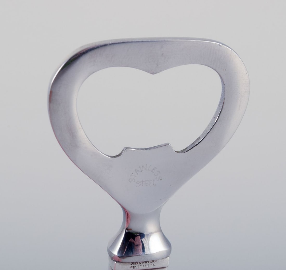 Georg Jensen Pyramid. Bottle opener in sterling silver and stainless steel. - 6