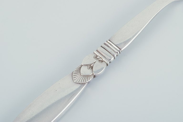 Georg Jensen Cactus. Long carving fork in all silver, sterling silver. - 3