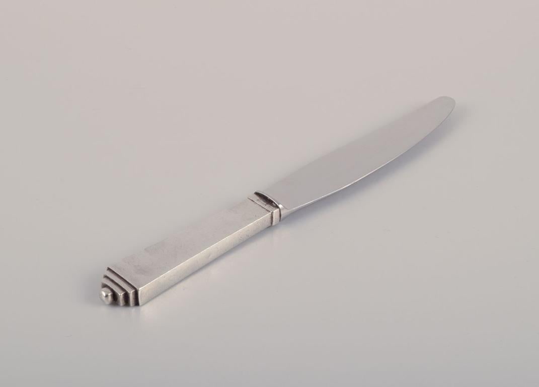 Georg Jensen Pyramid. Four short-handled lunch knives in sterling silver with stainless steel blades - 2