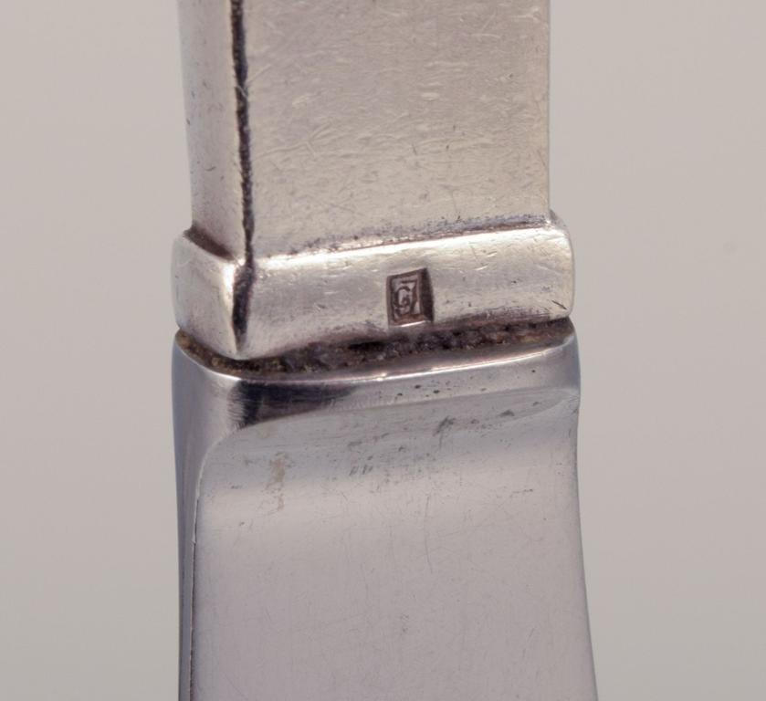 Georg Jensen Pyramid. Four short-handled lunch knives in sterling silver with stainless steel blades - 7