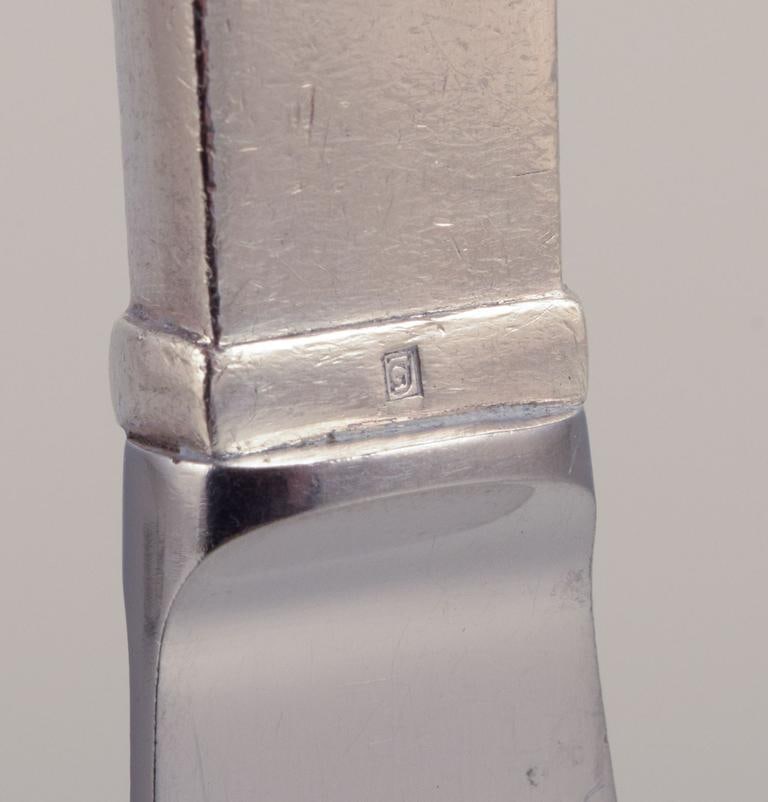 Georg Jensen Pyramid. Four short-handled lunch knives in sterling silver with stainless steel blades - 8