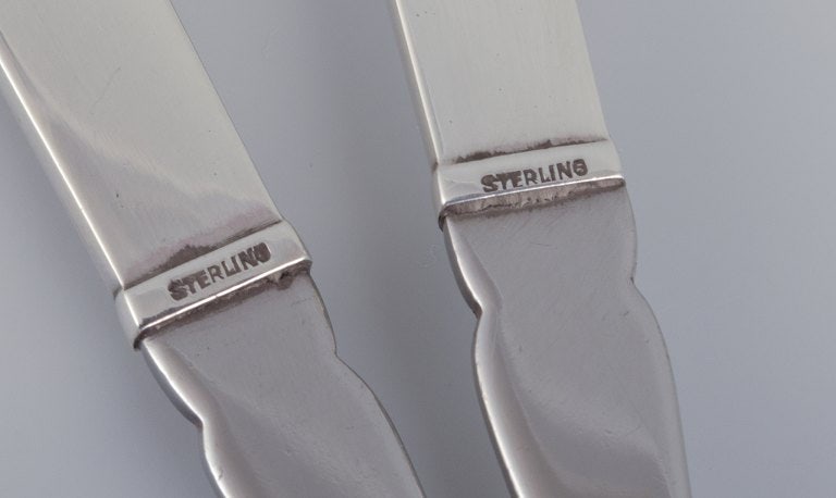 Georg Jensen Pyramid, salad set in sterling silver and stainless steel. - 5