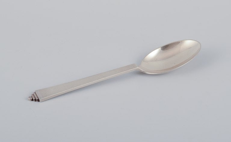 Georg Jensen Pyramid, six dessert spoons in sterling silver. - 2